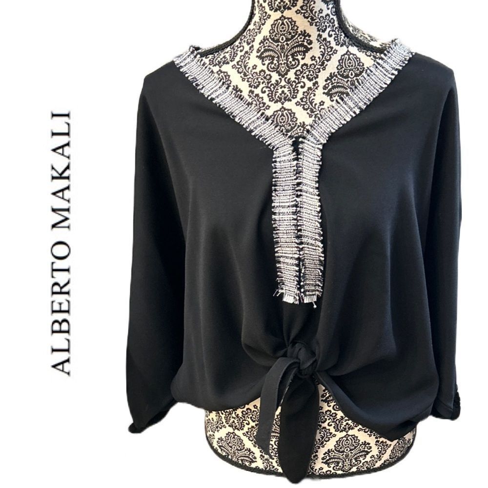 Alberto Makali Women’s Black Tie Front Blouse‎ - Size S